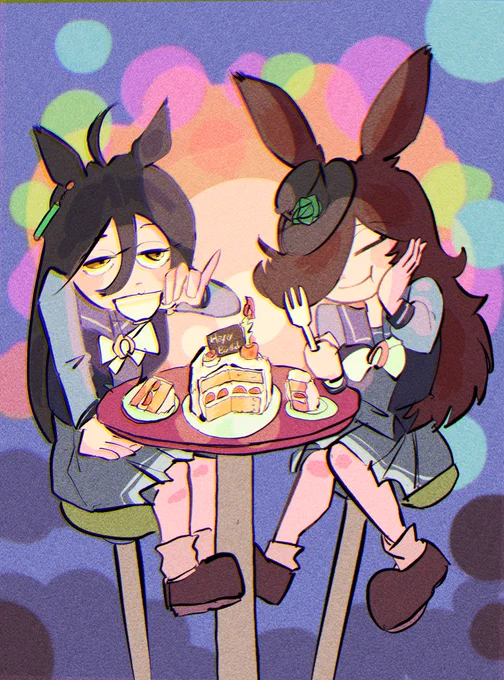 おめめでとうの絵
#ライスシャワー生誕祭2022
#マンハッタンカフェ生誕祭2022 