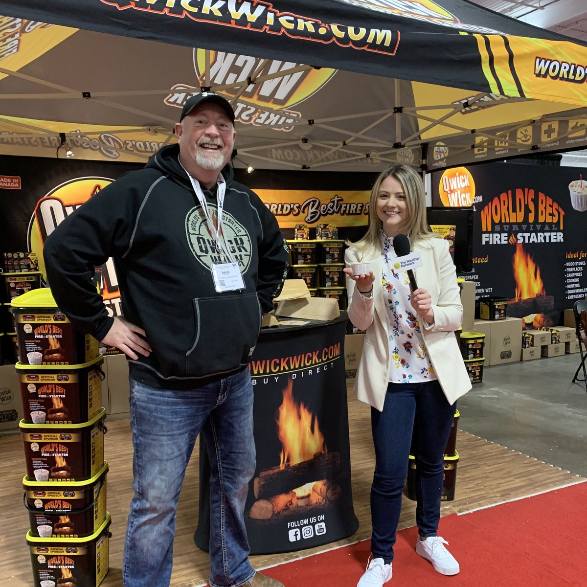 QwickWick's tweet image. Thanks to the @weathernetwork’s @JordynRead for dropping by to chat at @TheBigRVShow! #BringOnSpring