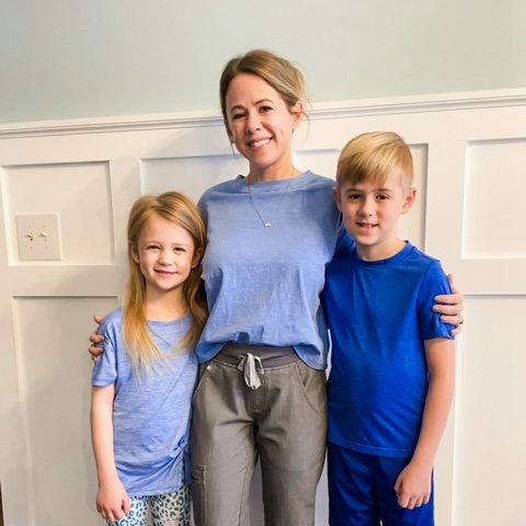 Our very own Clinical Program Coordinator <a href="/lindsrnorris/">Lindsay Norris</a> and her kids are raising awareness for #DressInBlueDay. Tag us in a photo of you wearing blue.