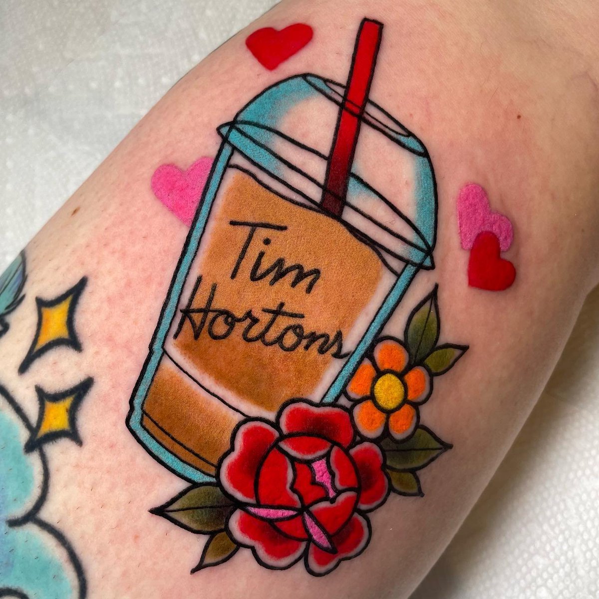 SaraVengeance's tweet photo. My friend and I got matching @TimHortons Iced Cap tattoos 💕💕💕 #tattoos #timhortons #icedcap #icedcappuccino https://t.co/XO1nugQqoz