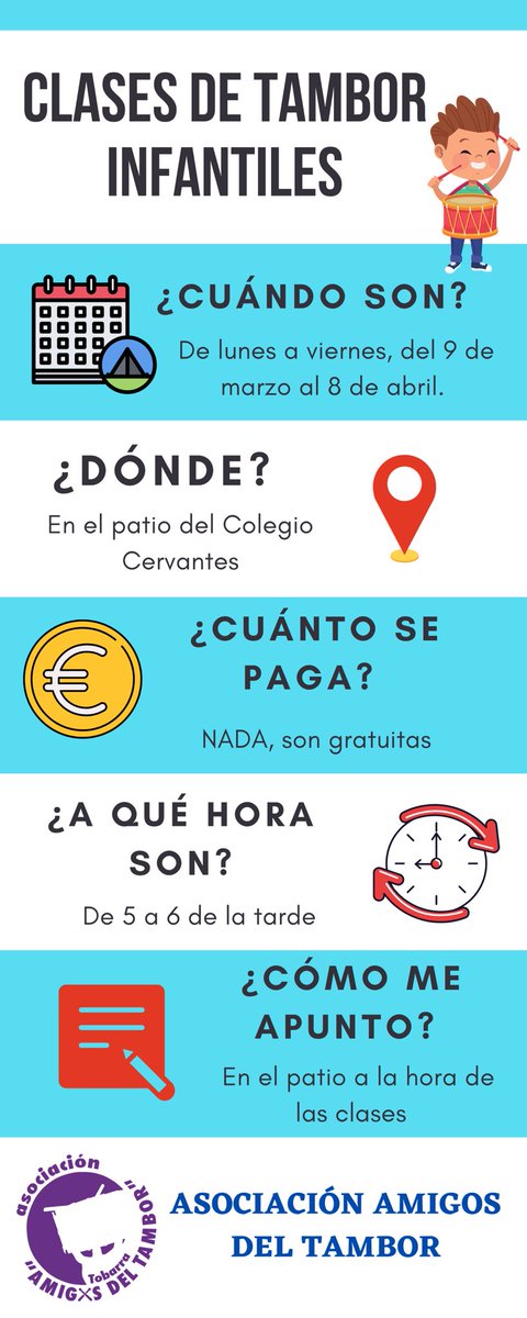 Comienzan las clases de tambor!!!!!🥁🥁 Este año no puedes faltar, que llevamos dos años sin tocar el tambor y algunos niños/as no han podido tocar el tambor en su vida. Zapatata!!!
