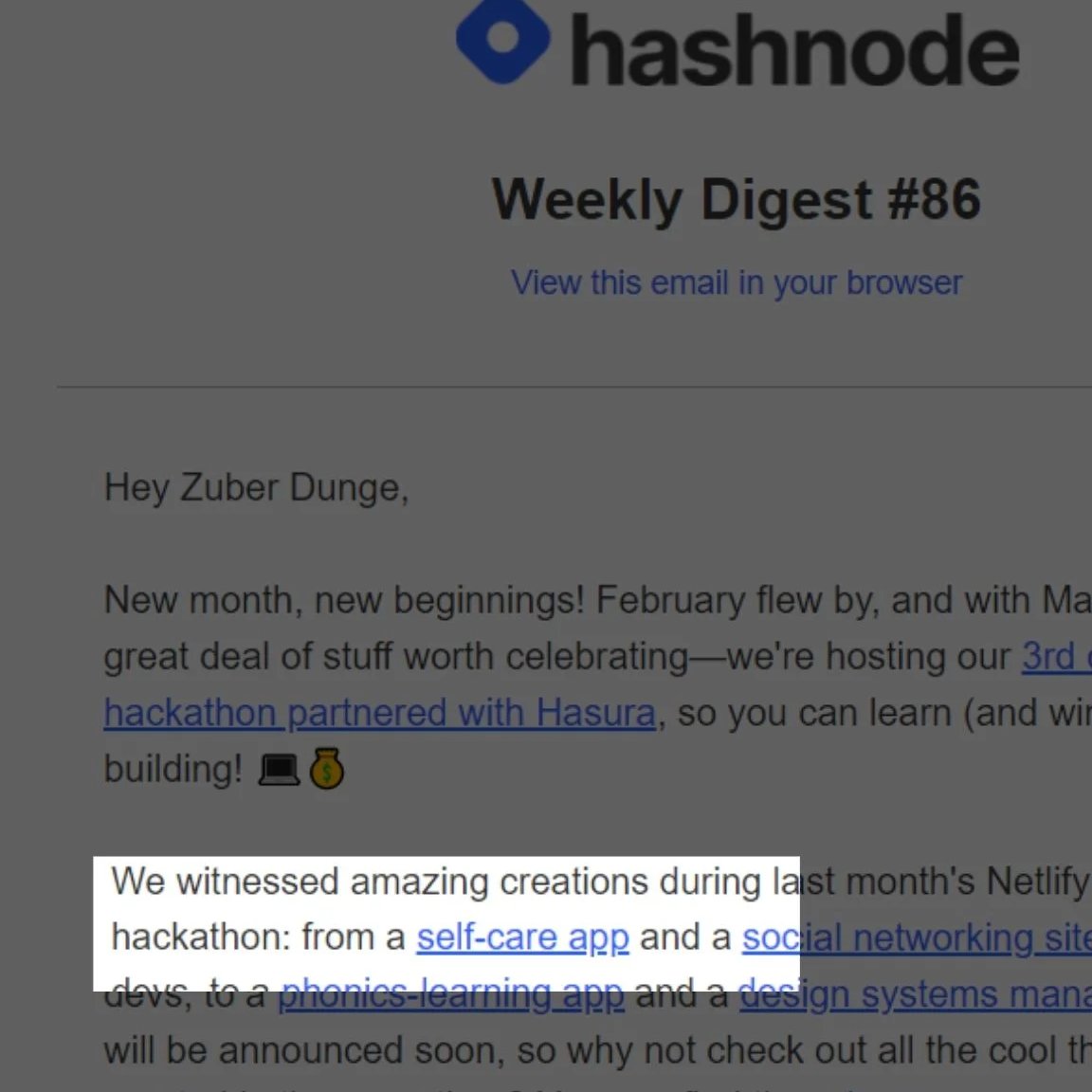 ZuberDunge's tweet photo. hey, @SiddhiGate your app is in the #HashnodeNewsLetter ♥️🔥🚀😍
yayyyyyyyyyyyyyyy 🥳
#DevCare 🚀 https://t.co/7fNNDdd7nq