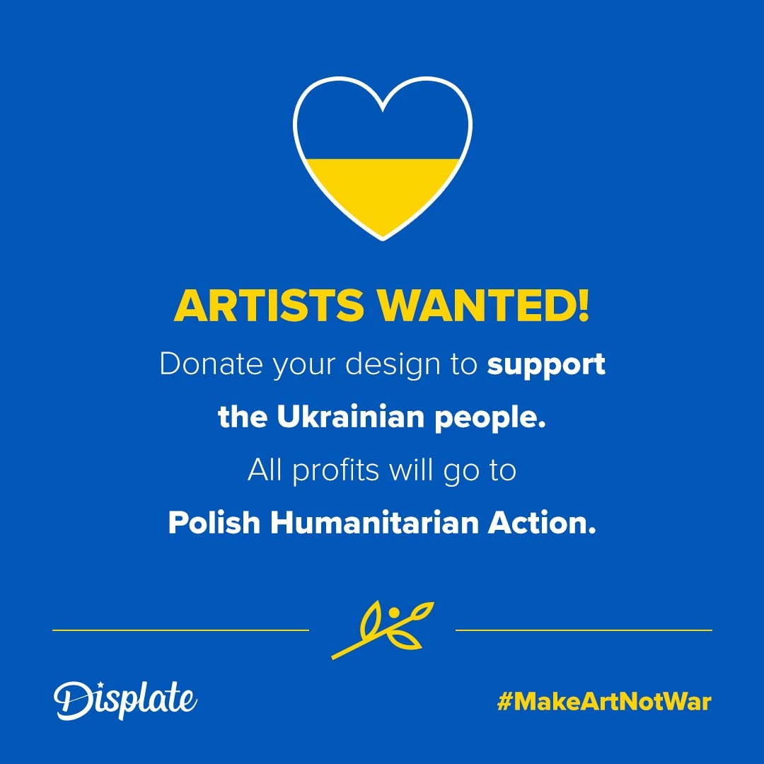 Displate's tweet photo. We’re creating a special collection to support Ukraine 💙💛

Send us your original designs, which capture your feelings towards the current events.

All proceedings will go to the Polish Humanitarian Action. 

Details >> https://t.co/fyiJaqLMRV https://t.co/fWn5OiFh5e