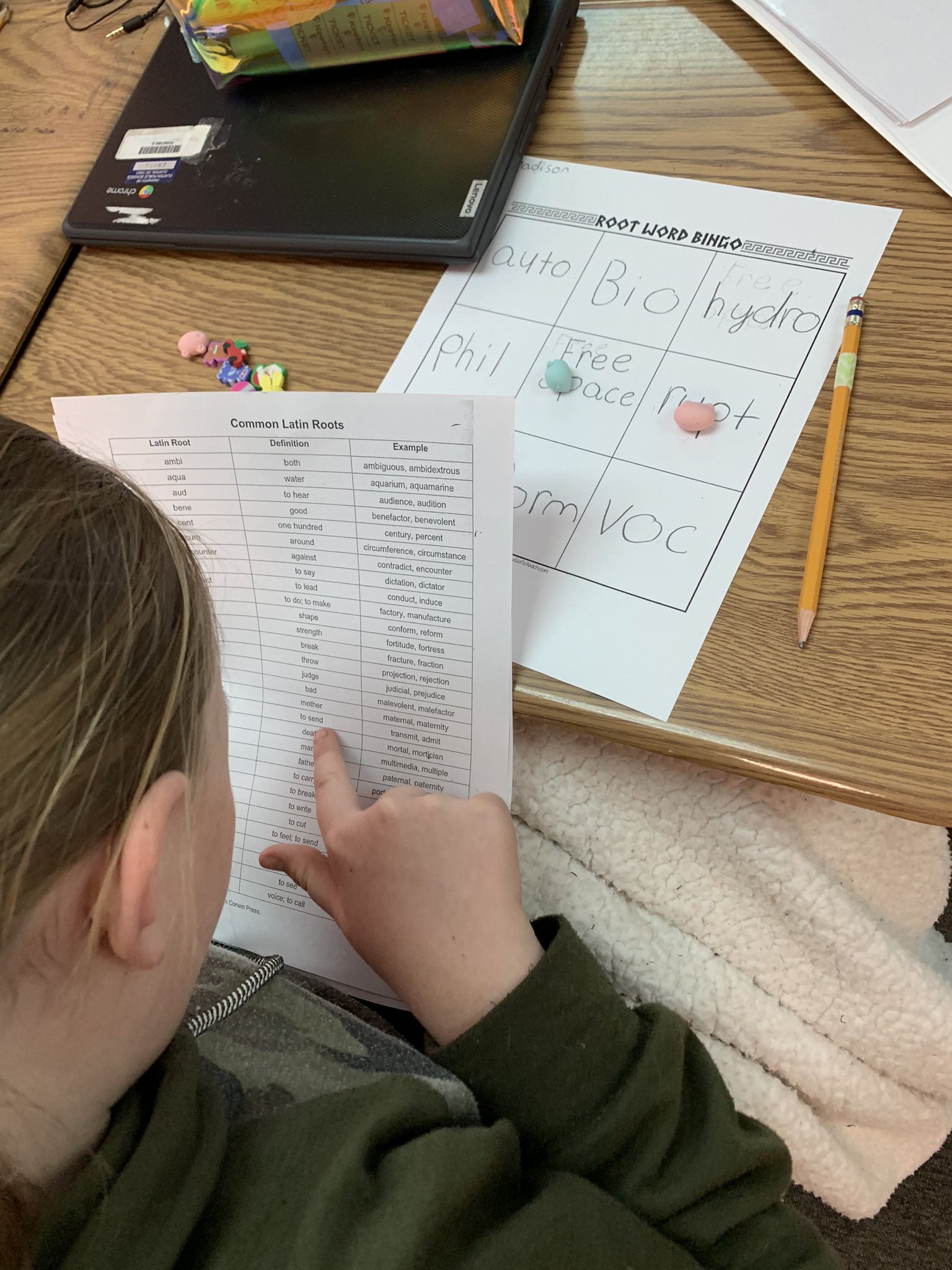 Kaylee Williams on Twitter: "We loved root word bingo this morning!!  Students chose roots for their cards &amp; Miss Cooper read off the  definition. Students had to find the root that matched