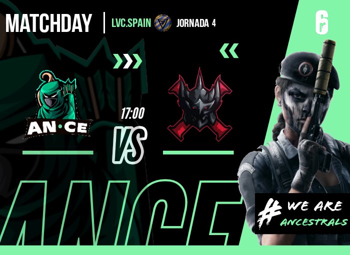 Anceest's tweet photo. [ #MATCHDAY ] R6 🎮

🏆 #LVC_Spain 
⏰ 17:00
🆚 #ZiviKSports

Nuestros chicos pelearán por llevarse los 3 puntos. #WeAreAmcestrals 🏹 https://t.co/HcLAQPZS2N