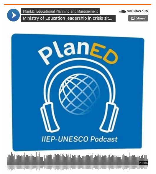 IIEP_UNESCO's tweet photo. Understanding the conditions that enable ministry of education leadership during times of crisis can help protect learning and build more resilient education systems.

🎧Tune in to our new podcast #PlanED to find out more: https://t.co/6wSVYSvvVn

#Education4Resilience https://t.co/j3ktIxN3Gg