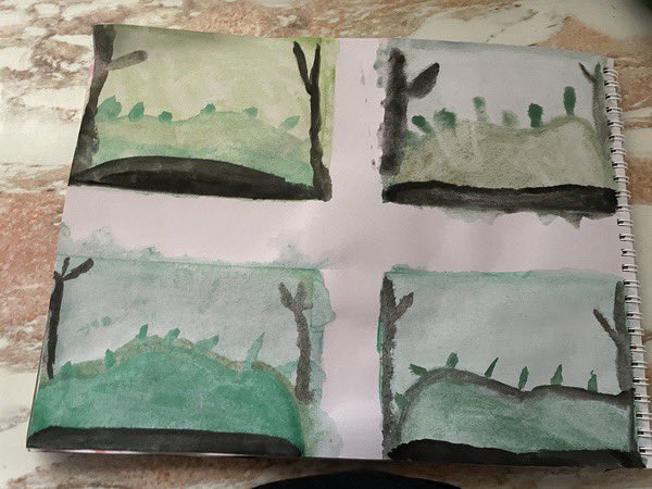 MamaGLeadership's tweet photo. As a virtual teacher I chose to use only water colours for art this year and teach various lessons with this medium. Parents don’t have to spend tonnes of money on supplies and students gain a lot from the focus.  @BottosMichelle @JoeRusso_77 https://t.co/MN6YqmwpgQ