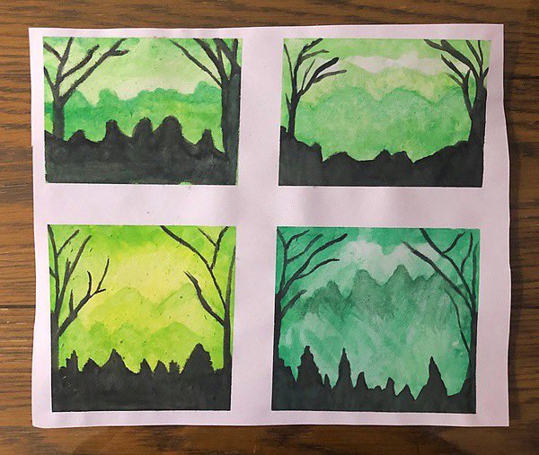MamaGLeadership's tweet photo. As a virtual teacher I chose to use only water colours for art this year and teach various lessons with this medium. Parents don’t have to spend tonnes of money on supplies and students gain a lot from the focus.  @BottosMichelle @JoeRusso_77 https://t.co/MN6YqmwpgQ