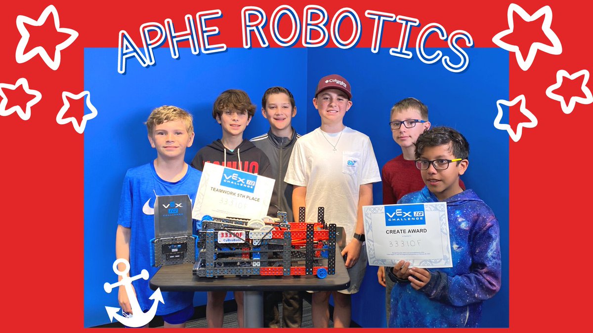 We are so proud of our fifth-grade and sixth-grade robotics teams! Both teams advanced to the VEX Robotics World Championship competition. #WeAreAPHE <a href="/REC_Foundation/">REC Foundation</a>