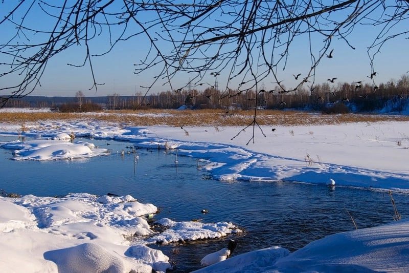 Месяц март в россии. Река в марте.