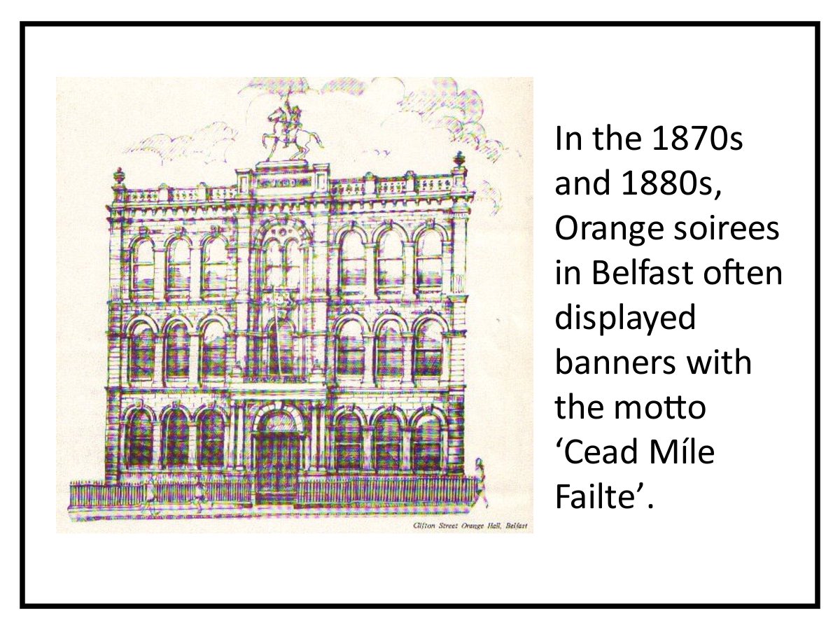 BelfastTuras's tweet photo. We look forward to the day when the Orange Order will provide as much "failte," or “welcome,” to the Irish language as it once did!
#SnaG22 https://t.co/9OvLT2Y4fC