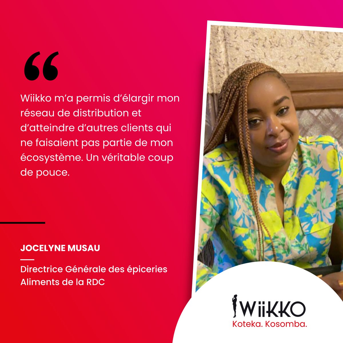 Wiikkoltd's tweet photo. Jocelyne détient des épiceries spécialisées dans la vente d’aliments bio locaux avec un accent sur la qualité. Merci Aliments de la RDC pour la confiance accordée 🙏 #testimonial #marchand #shoplocal #entrepreneurlife #letsbuildtogether https://t.co/J9nHX4JcDM