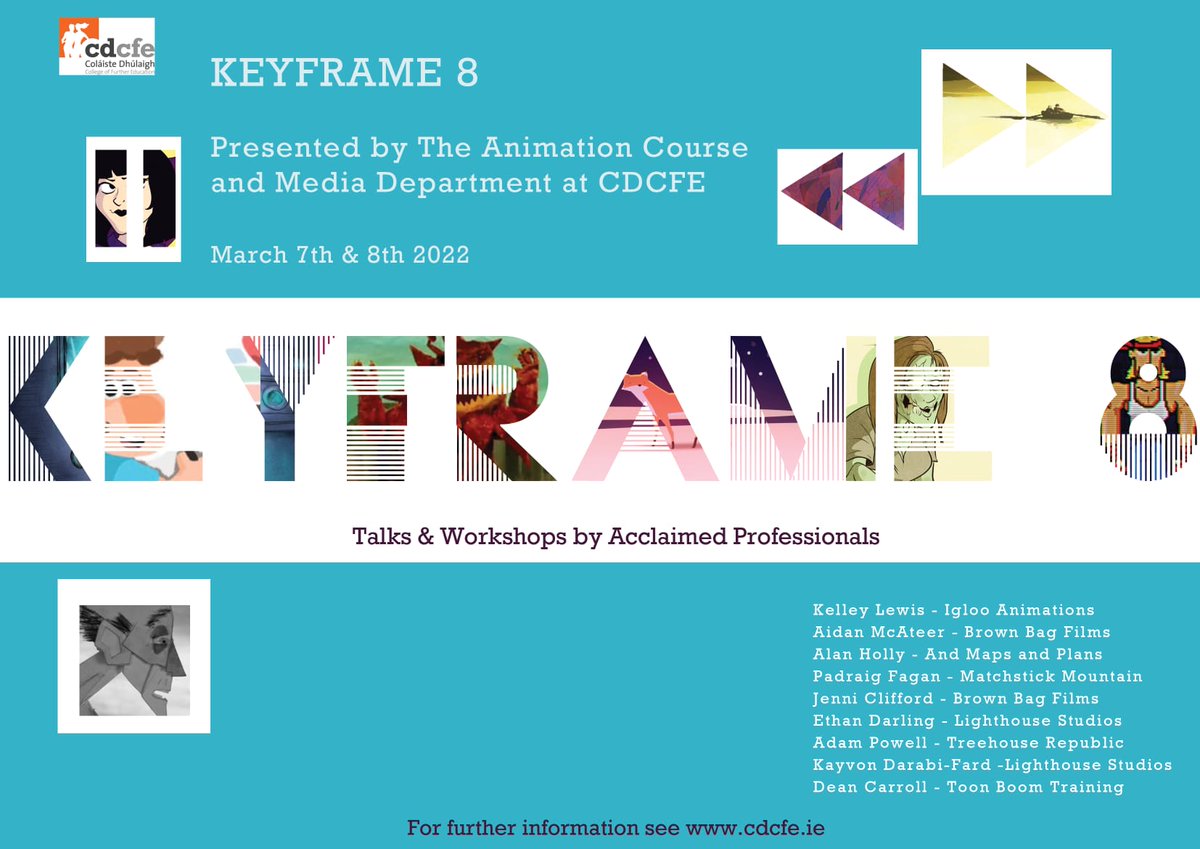 dhulaigh's tweet photo. Keyframe is back!🎉
This coming Monday & Tuesday sees the return of our hugely successful event run by the Media & Animation Courses at CDCFE in Coolock.
For more info & guest speaker line up, check out the 👇
#Keyframe8 #animation #Media #FET #HappyFriday https://t.co/NRByhR39D8