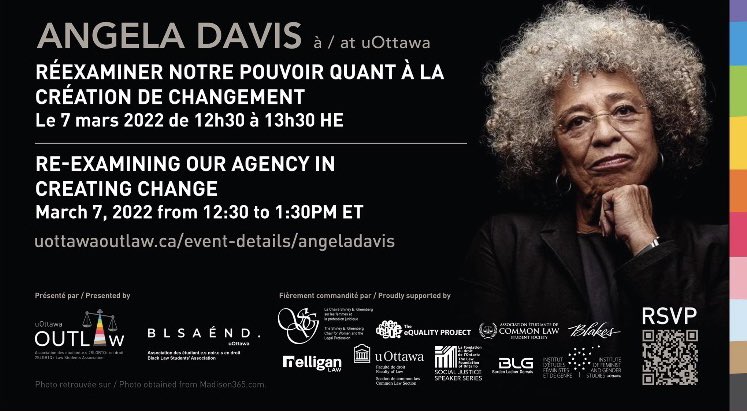 We are very excited to be welcoming Angela Davis alongside <a href="/uottawaoutlaw/">uOttawa OUTLaw</a> this coming Monday at 12:30PM EST. Please register here: uottawaoutlaw.ca/event-details/…