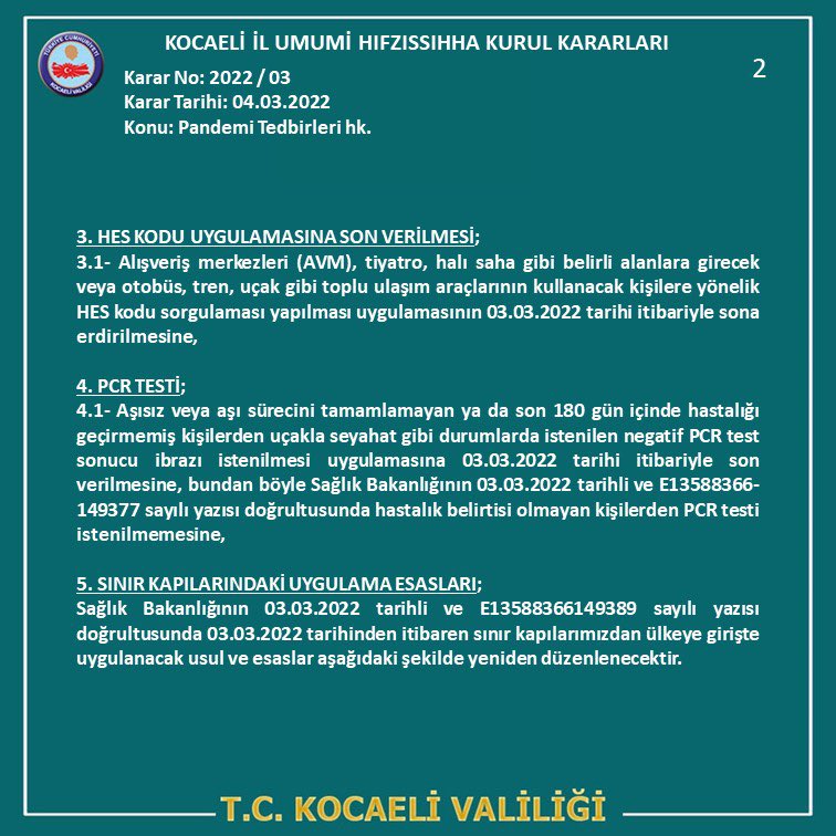 kocaelivaliligi's tweet photo. Kocaeli İl Umumi Hıfzıssıhha Kurul Kararları 2022-03 https://t.co/NO72Qnb2uw
@SeddarYavuz https://t.co/3GMBJFlQlq