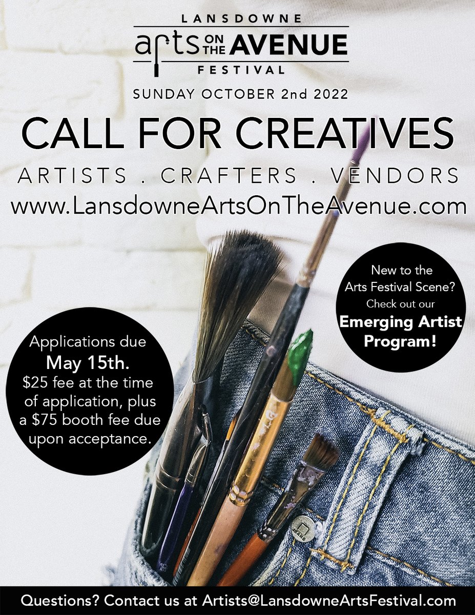 LansdowneEcoDev's tweet photo. Join us for Lansdowne Arts on the Avenue Festival on Sunday 10/2/22. Our popular outdoor event is an all-day festival of fine art, artisan craftsmanship, music, local food trucks and children’s entertainment. https://t.co/qiuhO2hbBm https://t.co/rWv0KlQaNL