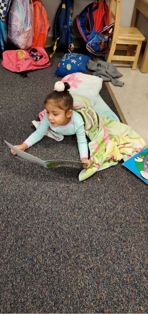 RameyTylerISD's tweet photo. Students in Ms. Wiggins Pre-k class are celebrating the last day of Read Across America in their pjs and comfy spots! #love2read #work4win https://t.co/C4HrO6Ywvo