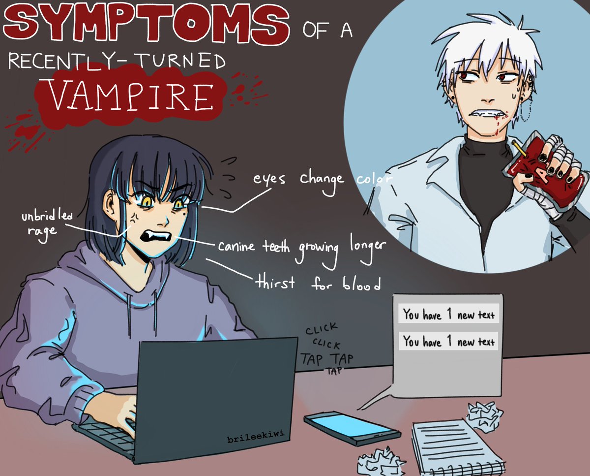 brileekiwi's tweet photo. here’s my 2nd piece for #ORVBigBang ! #ORV 

A fun vampire AU with knw &amp; hsy interactions that I worked on with @dokkaebiryu &amp; anon writer!! Link below! (+extra doodles)

warning for blood 🩸 https://t.co/J8Vy1nJ6Sm