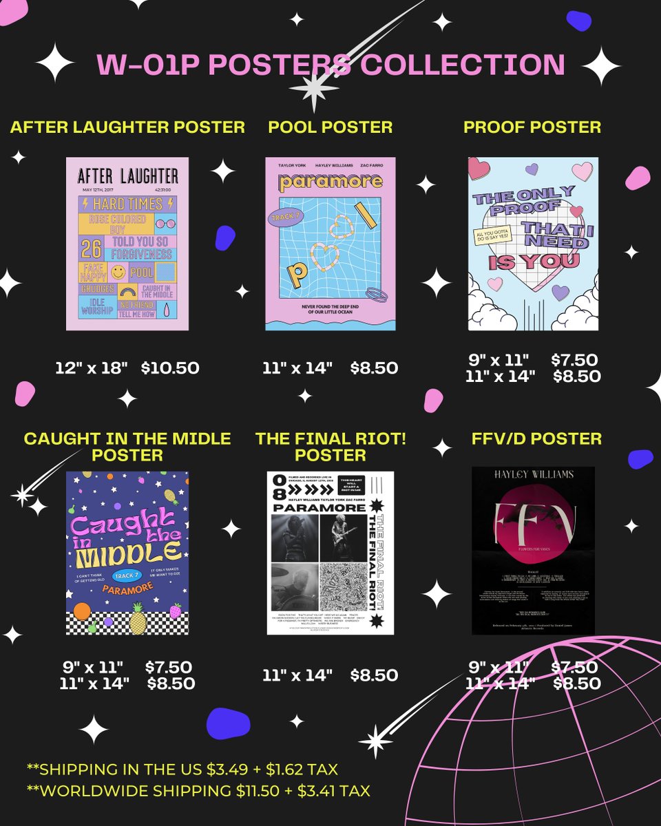 my little shop is going live next week  with these paramore posters ! all purchases will be made through my instagram panoramar_us ☄️

instagram.com/panoramar_us