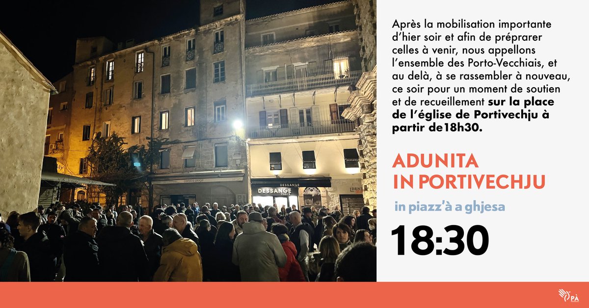 #ADUNITA 𝗧𝘂𝘁𝘁𝗶 𝗶𝗻 𝗽𝗶𝗮𝘇𝘇𝗮 𝘀𝘁𝗮 𝘀𝗲𝗿𝗮 ! 
📍 18ℎ30 𝑝𝑙𝑎𝑐𝑒 𝑑𝑒 𝑙’𝑒́𝑔𝑙𝑖𝑠𝑒 𝑑𝑒 𝑃𝑜𝑟𝑡𝑖𝑣𝑒𝑐ℎ𝑗𝑢