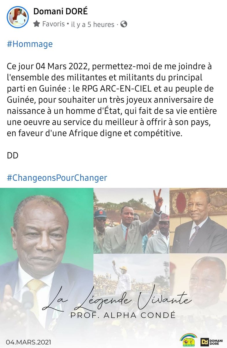 PresidentAlphaC's tweet photo. #Hommage
#PresidentAlphaConde
#Guinee https://t.co/zCLuKnvavn