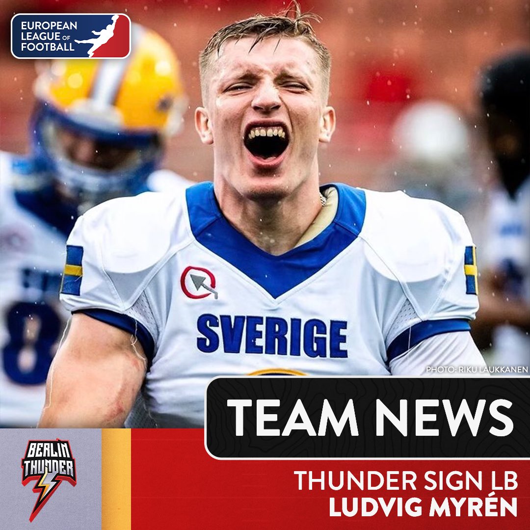 The @BER_Thunder have signed swedish standout linebacker <a href="/LudvigMyren/">Ludvig Myrén</a> 🇸🇪