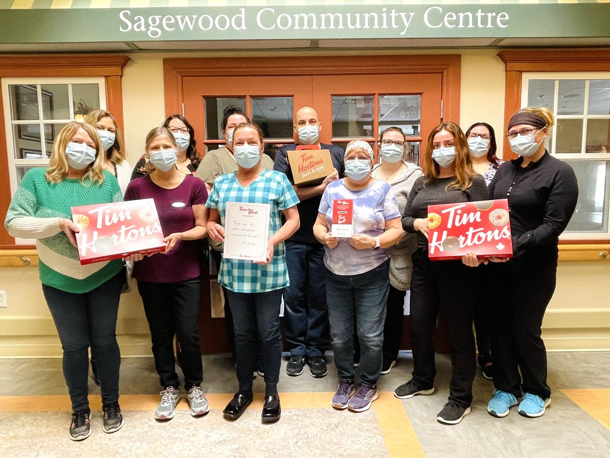 Thanks <a href="/TimHortons/">Tim Hortons</a> for the special treat for our staff at the Sagewood in Lower Sackville. It's been an interesting series of adaptations throughout this pandemic, particularly in Long Term Care, and we appreciate the boost today. #timsforgood