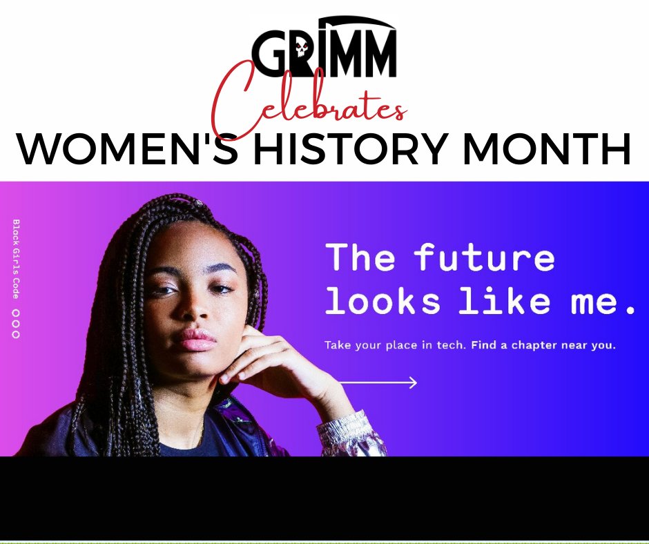 grimmcyber's tweet photo. #BlackGirls all over the world are changing the face of #technology! In honor of #WomensHistoryMonth &amp; future generations, we excitedly look to our ally @BlackGirlsCode. As one of our favorite charities, they will receive all proceeds from our GRIMM store. https://t.co/bzYyTMLAWd https://t.co/9oCi2KGQ2g