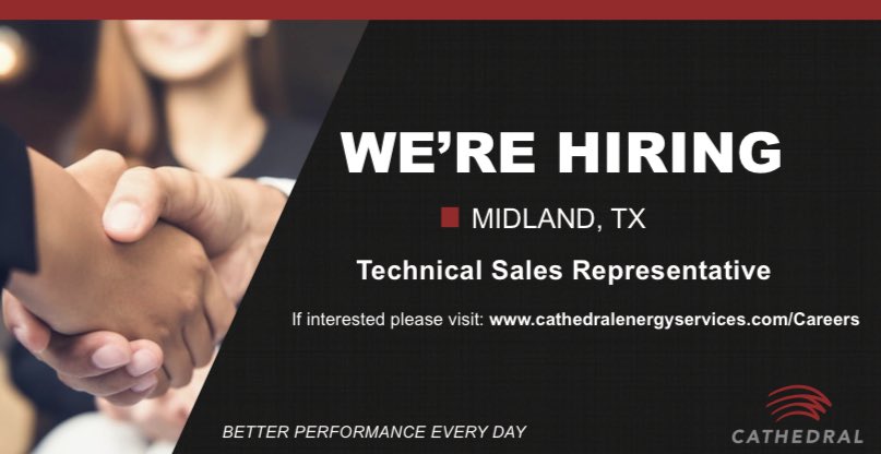 CathedralEnergy's tweet photo. Cathedral is hiring! 

For more information please visit our website.

 #hiring #jobs #midland #directionaldrilling https://t.co/8MEFTLjHmI
