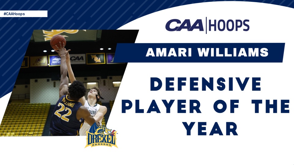 CAA Basketball (@caabasketball) on Twitter photo Your 2022 #CAAHoops Defensive Player of the Year: Amari Williams, <a href="/DrexelMBB/">Drexel Men's Basketball</a> 🏀
bit.ly/3KiaKVa Your 2022 #CAAHoops Defensive Player of the Year: Amari Williams, <a href="/DrexelMBB/">Drexel Men's Basketball</a> 🏀
bit.ly/3KiaKVa