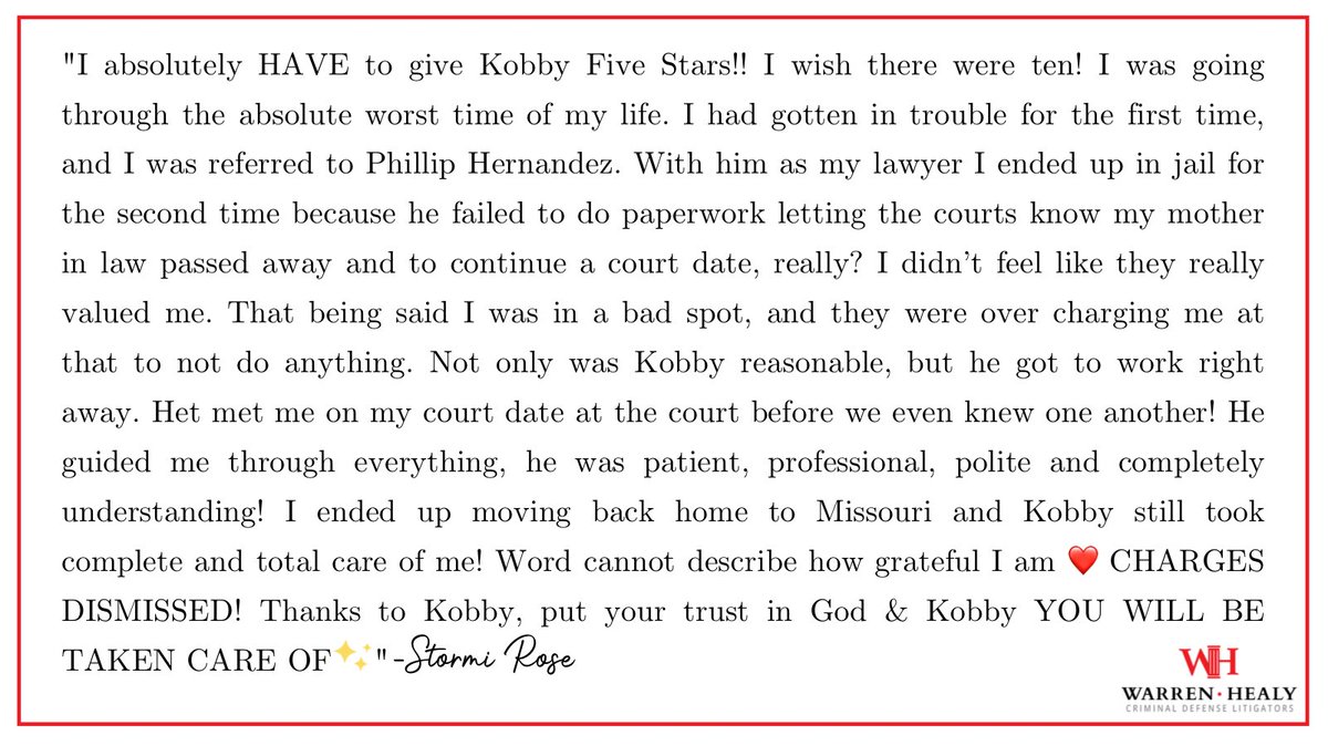 igotcharged's tweet photo. Another One โญ๏ธโญ๏ธโญ๏ธโญ๏ธโญ๏ธ
Grateful we can help people when they need it most!
#warrenhealy #dfwcriminaldefense https://t.co/sdHyKXVQg2