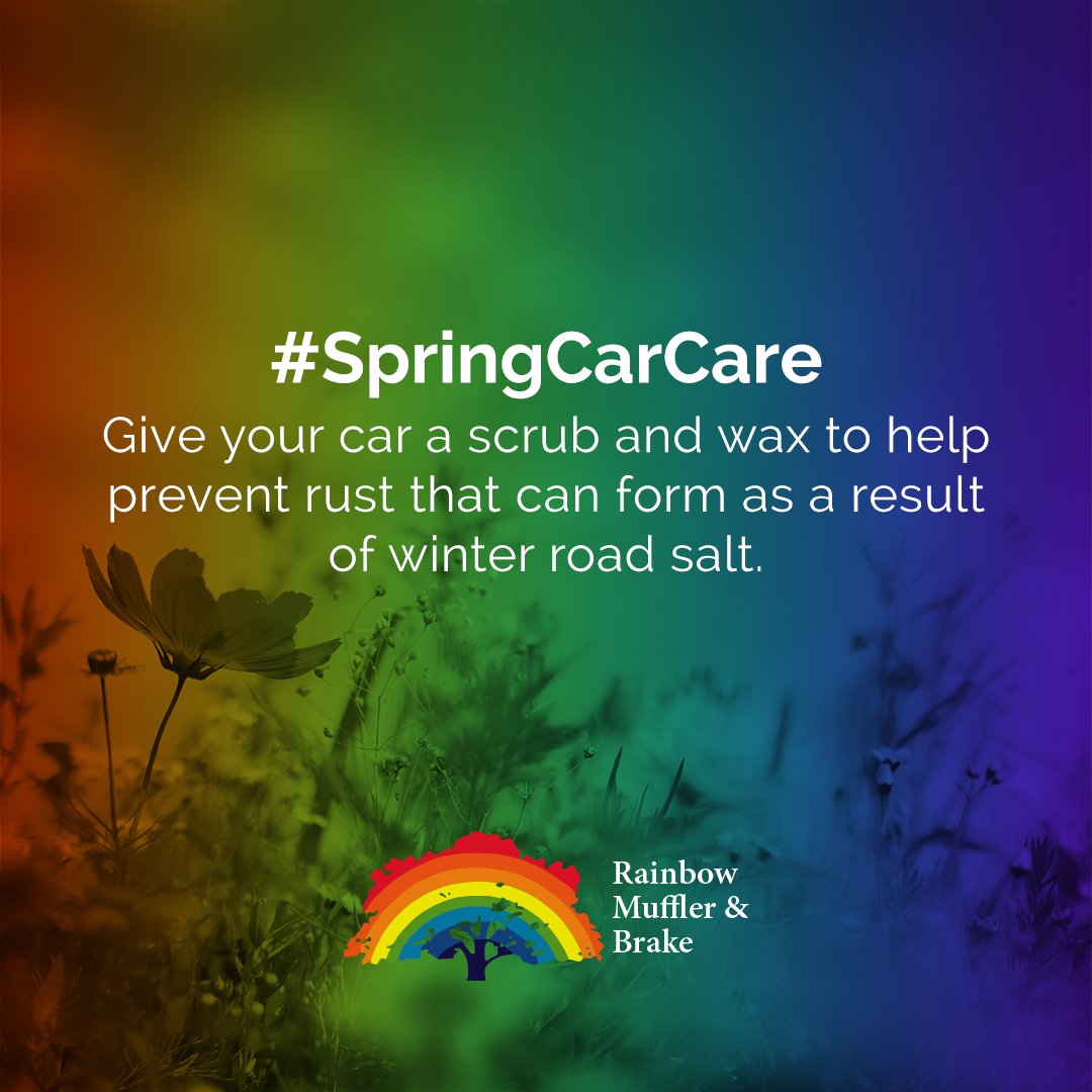 _RainbowMuffler's tweet photo. #SpringCarCare: Give your car a scrub and wax to help prevent rust that can form as a result of winter road salt. #CarCare #AutoMaintenance https://t.co/lfTSFs9F8D https://t.co/HTSNgLlScH