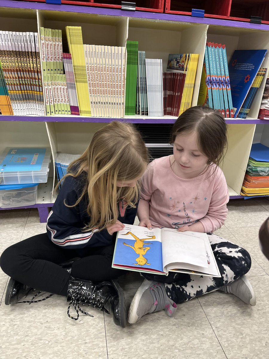 MrsMaheuKdg's tweet photo. Wearing our crazy socks and reading Dr. Seuss books with partners to wrap up Read Across America week! So proud of these readers! (2)🥰📚🍪 #CLS #WeAreChardon @ChardonSchools #TinyToppers https://t.co/pV59z9cL5S