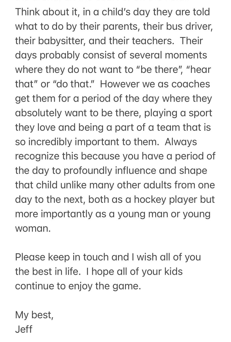 MFYHAHockey's tweet image. This is what makes a program great! People like Coach Winter. Thank you for your time and dedication to our program, players and families. Take the time to read the note he sent. If you are a Coach read it a few times! @mstlouis_26 @usahockey @NEHockeyJournal #MF
