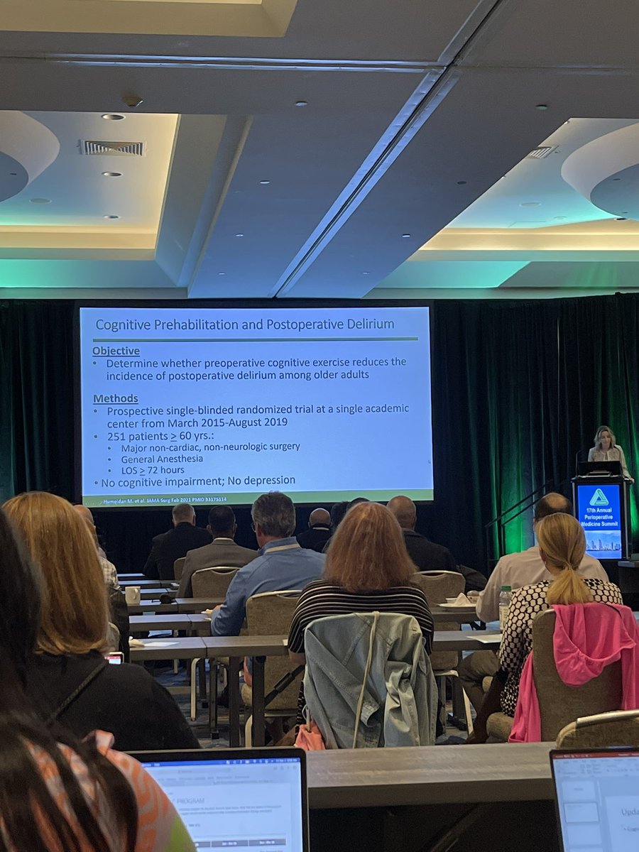 caitlinjonesmd's tweet photo. #Periop2022 is off to an awesome start. First update is on #delirium during the #perioperative period.  Cognitive prehabilitation works!! Thanks for sharing, @Jeanna_BlitzMD https://t.co/7VpZCteHqr