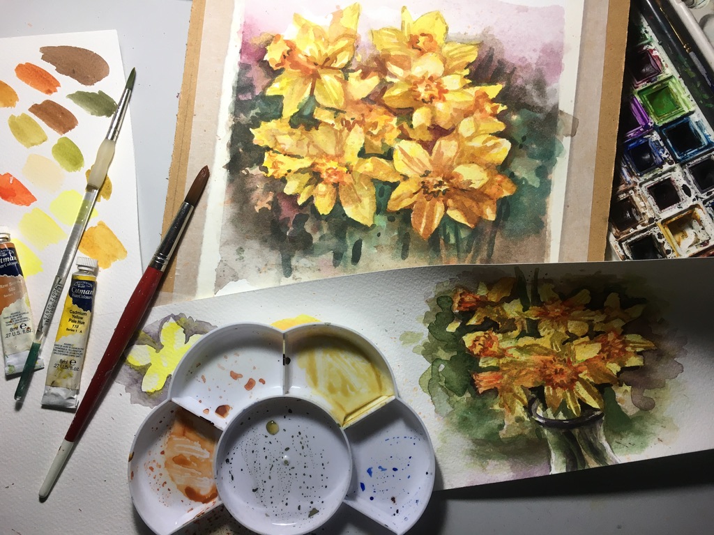FBreaks's tweet photo. Another super week of creativity - details in graphite pencil and joyful daffodils in watercolour. Next week's class will be street scenes in watercolour, why not join us for a little light relief? See you soon! #artworkshop #onlineartworkshop #watercolourpainting #watercolours https://t.co/ikn1zV1wHd