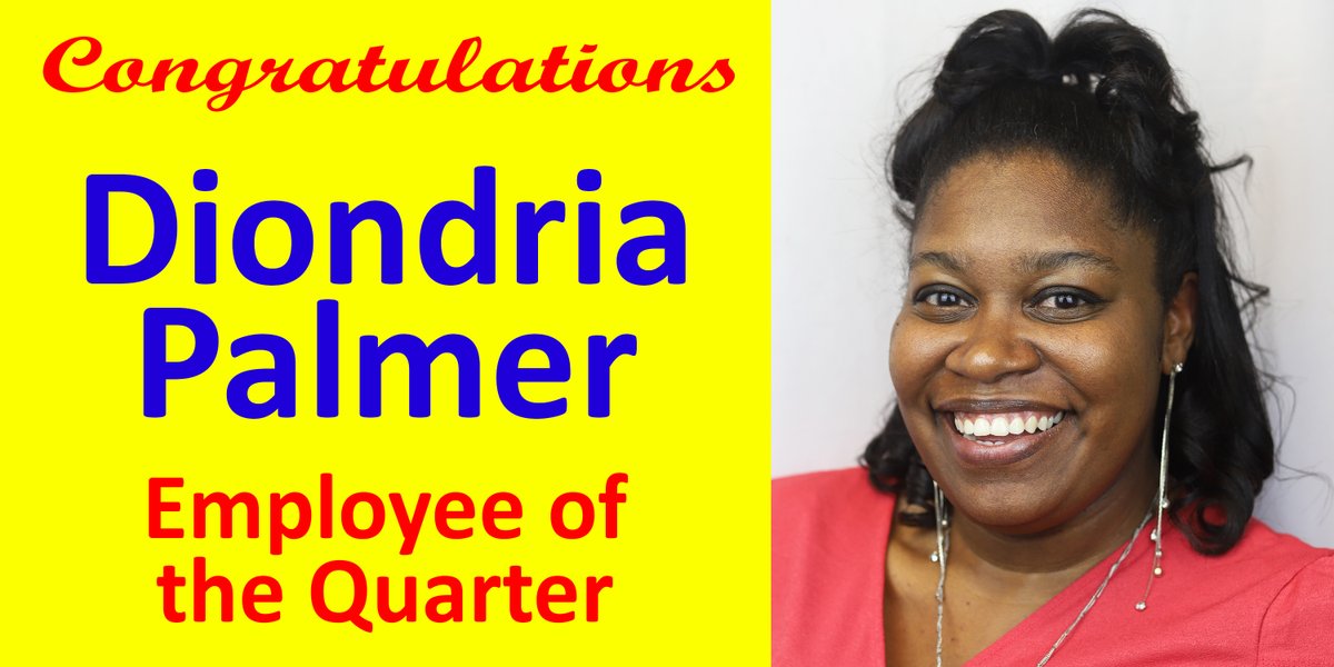 Diondria Palmer, a Member Service Representative at our Midland office has been chosen as Employee of the Quarter. Congratulations Diondria!