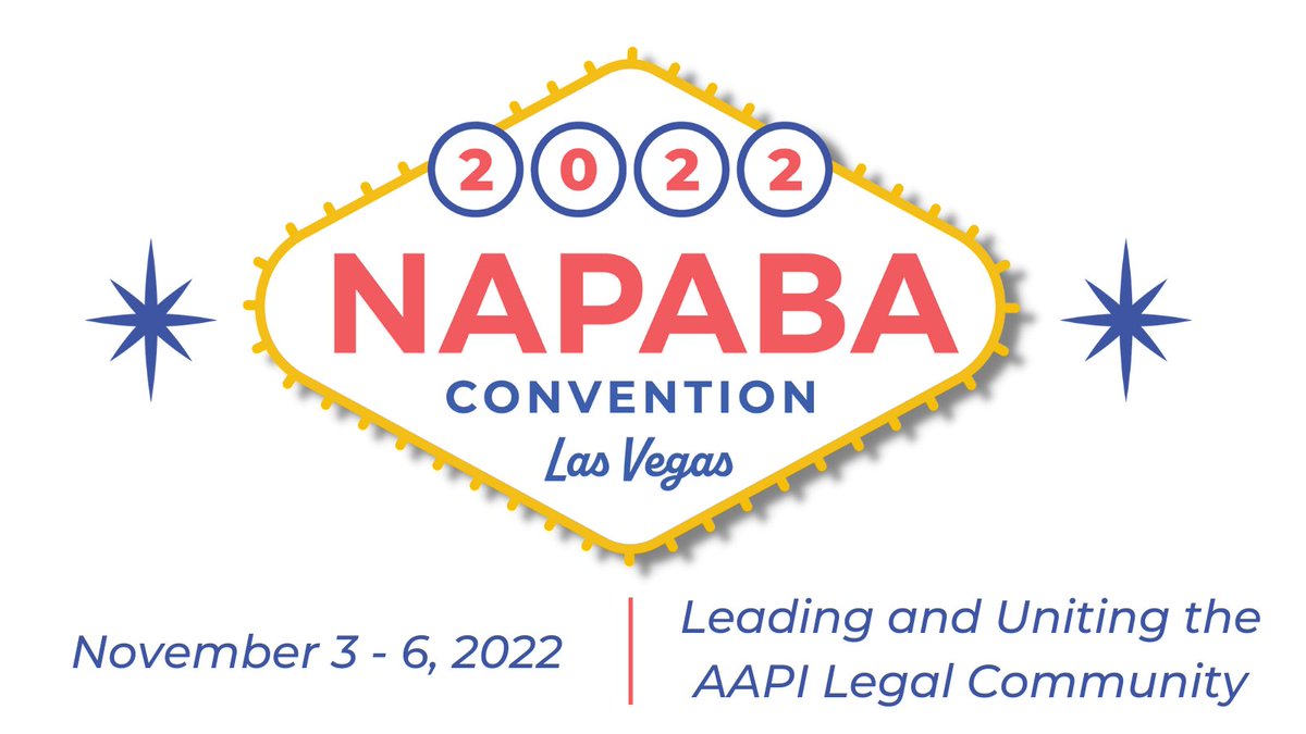 Save the Date! #NAPABA22 returns in-person November 3-6 in Las Vegas! Registration will open this summer, so stay tuned for more information. Interested in sponsoring the NAPABA Convention? Learn more here: napaba.org/page/sponsors  
#lawtwitter