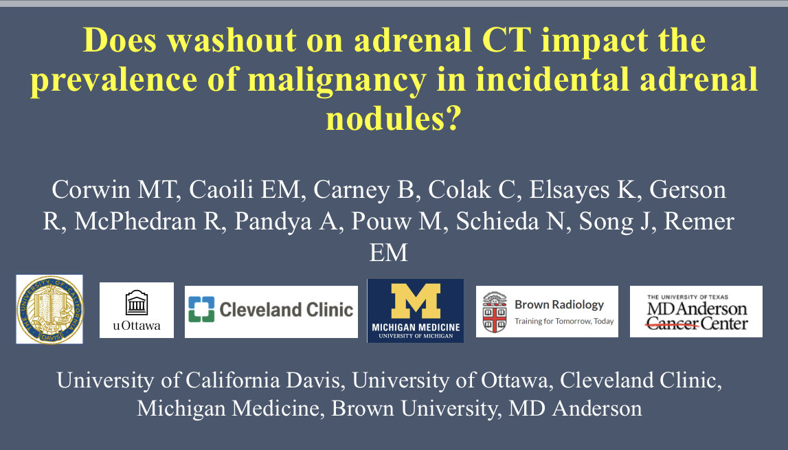 Erick Remer (@erickmremer) on Twitter photo Congratulations <a href="/MTCorwin/">Michael Corwin</a> and <a href="/adrenaldfp/">SAR_AdrenalDFP</a> for having Adrenal CT washout in Incidentalomas abstract selected as Best GU Presentation at @SocAbdRadiology! #SAR2022 Congratulations <a href="/MTCorwin/">Michael Corwin</a> and <a href="/adrenaldfp/">SAR_AdrenalDFP</a> for having Adrenal CT washout in Incidentalomas abstract selected as Best GU Presentation at @SocAbdRadiology! #SAR2022