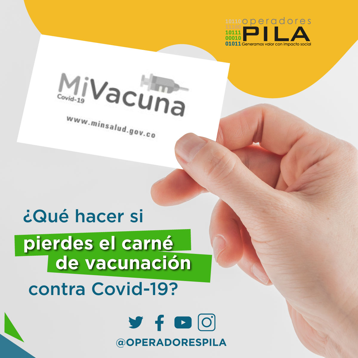 operadorespila's tweet photo. Si extraviaste el carné físico, puedes descargar el certificado digital en el portal Mi Vacuna. 

Para más información ingresa a nuestra página web https://t.co/PAG5rJ4z0V 
. 
.
.
.
#Operadorespila #Covid19 #vacunacion #vacunacion2022 https://t.co/NHLqvlYvAu