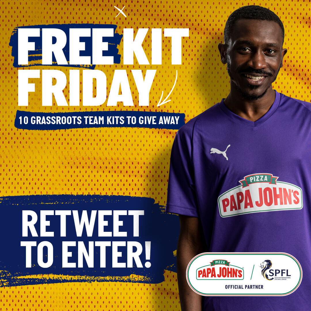 spfl's tweet photo. WIN A BRAND NEW KIT FOR YOUR CLUB!ย
@papajohnsuk are giving away 10 PUMA kits EVERY week to support local football.
To be in with a chance of winning one for your club simply retweet this image!
Job done!
#FreeKitFriday #GetYourKitOn https://t.co/u8H4v4tKKJ
