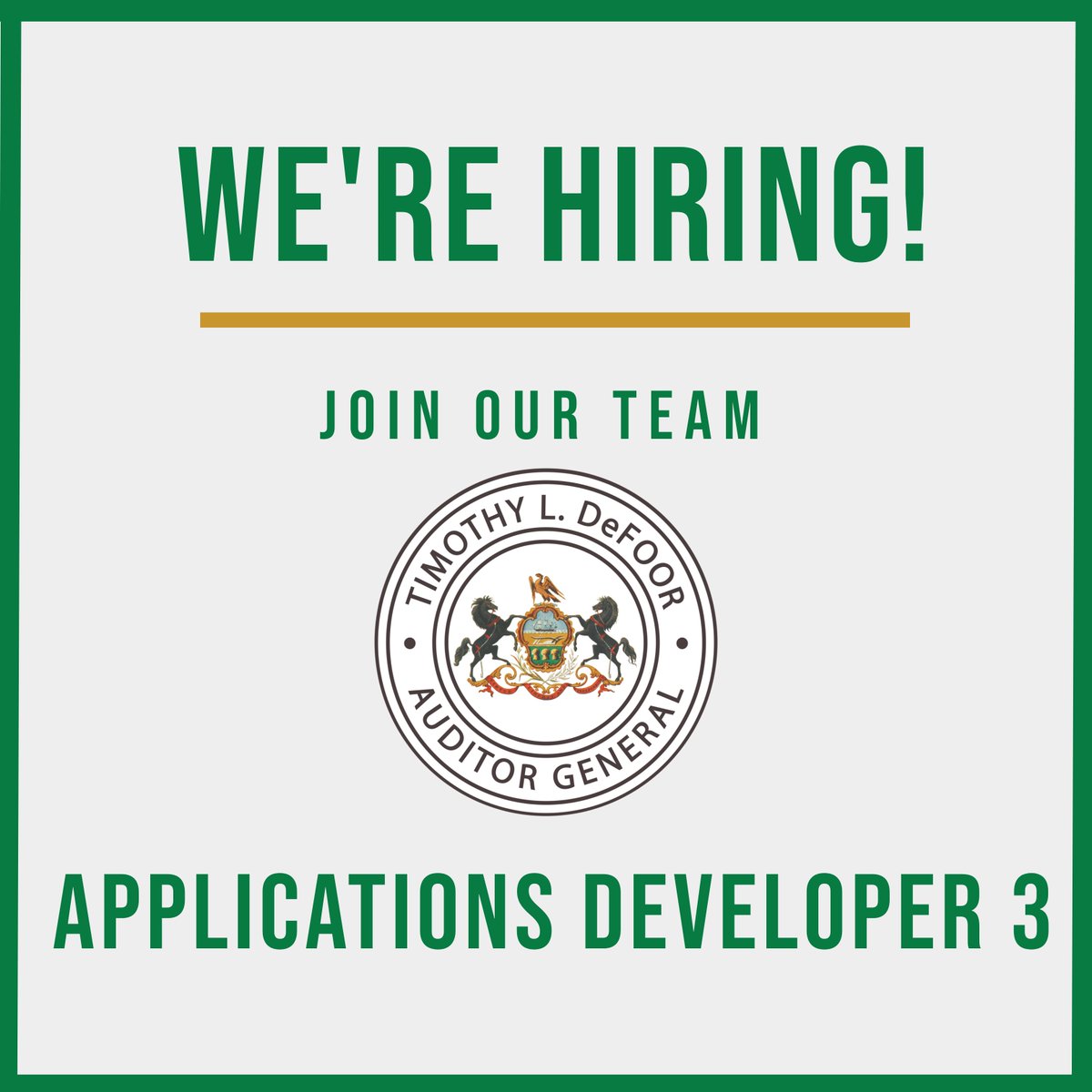 PAAuditorGen's tweet image. We are looking for an Applications Developer to join our IT team. Use the link below to apply today! bit.ly/3hA3DuS 
#informationtechnology #applicationsdeveloper #hiring
