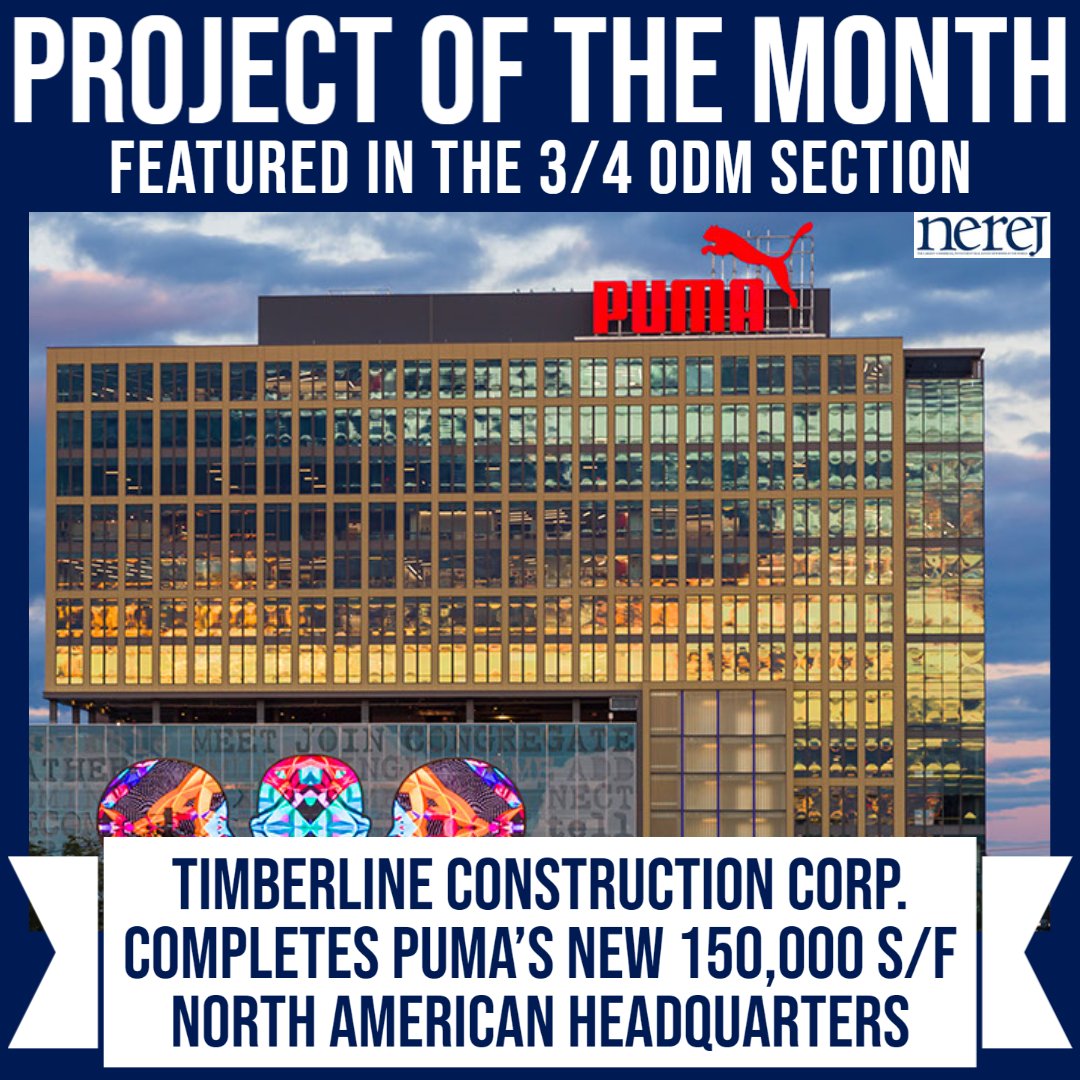 Project of the Month: Timberline Construction Corporation completes PUMA’s new 150,000 s/f North American headquarters - Read More here: nerej.com/pom-timberline… #NEREJ #commercialrealestate <a href="/TimberlineConst/">Timberline Construction Corporation</a> @PUMAGroup <a href="/poyantsigns/">Poyant Signs, Inc.</a> <a href="/InterconnectCC/">Interconnect Computer Cabling Services, Inc.</a> <a href="/NV5_inc/">NV5</a>