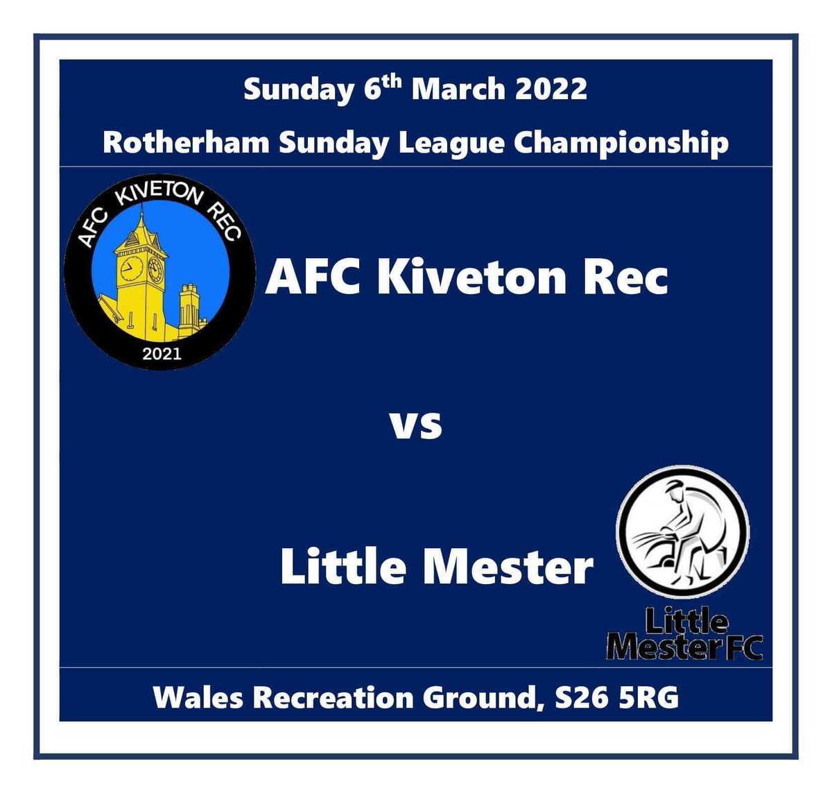 Kiveton & Little Mester (@afc_kivorec) on Twitter photo Local derby vs <a href="/MesterFC/">Little Mester FC</a> this Sunday, expected to be a good crowd watching and should be a cracking match
10:30 KO #UTKIVOREC Local derby vs <a href="/MesterFC/">Little Mester FC</a> this Sunday, expected to be a good crowd watching and should be a cracking match
10:30 KO #UTKIVOREC