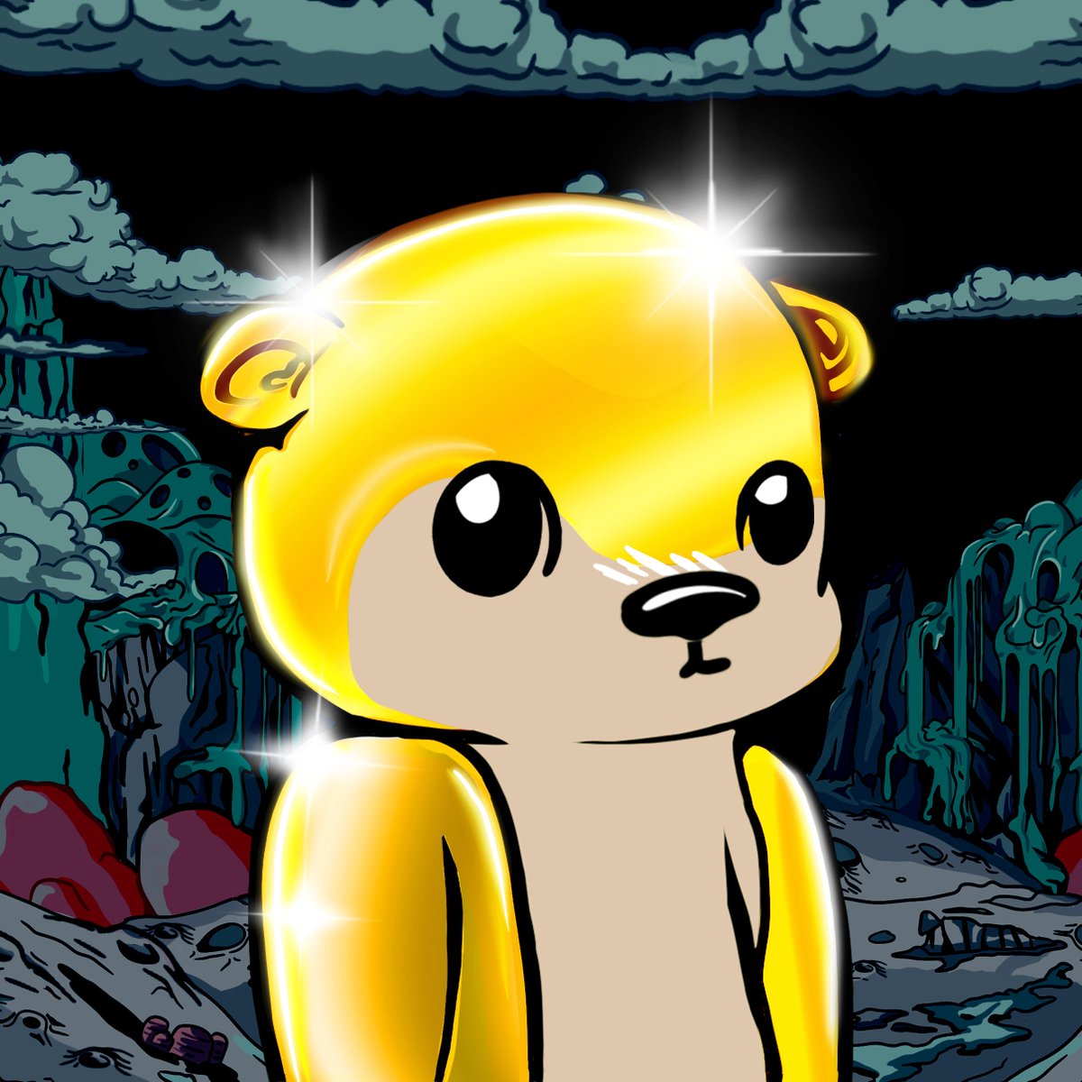 BanditsHeist's tweet photo. GM Bandits! 

In the wise words of @gucci1017 - "Wisdom is more precious than Gold"

But Bandits like Gold too ❤️‍🔥

Say hello to one of our rarest skins...the Golden Bandit 🤯 https://t.co/BaZCBcmcJr