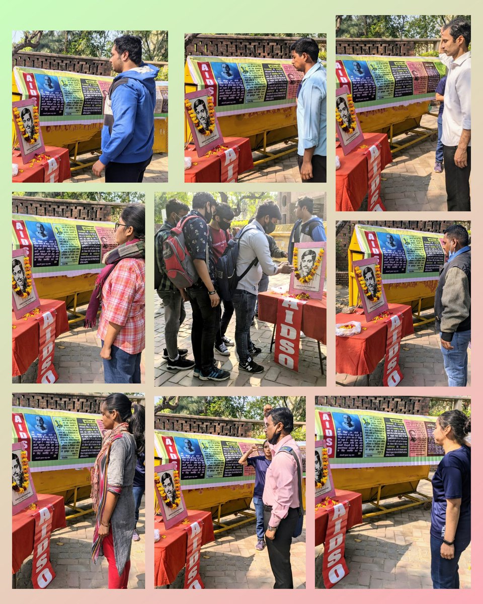 DelhiAIDSO's tweet photo. Observing the 92nd Martyrdom day of Shaheed Chandrashekhar Azad as "SAVE EDUCATION-SAVE HUMANITY WEEK" a garlanding, quotation exhibition and public programme was done today at Delhi University.
#saveEducationSaveHumanityWeek
#LongLiveAZAD
#aidso_delhi https://t.co/Zg4MuePEj2