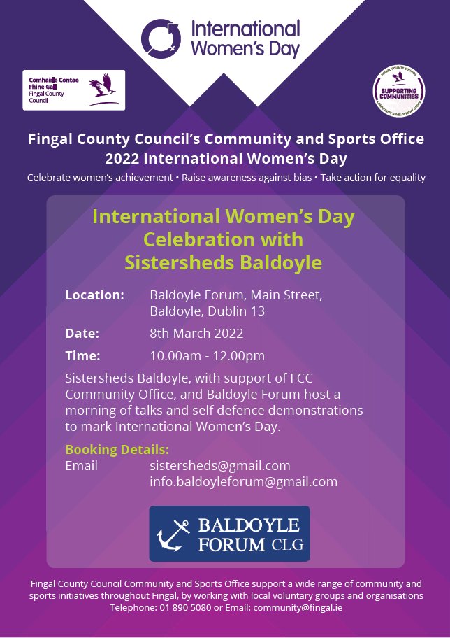 BaysideIn's tweet photo. International Women's day Celebration with Sistersheds Baldoyle! Tuesday 8th March 10:00am. See you there! https://t.co/JXQ3wwbsQI