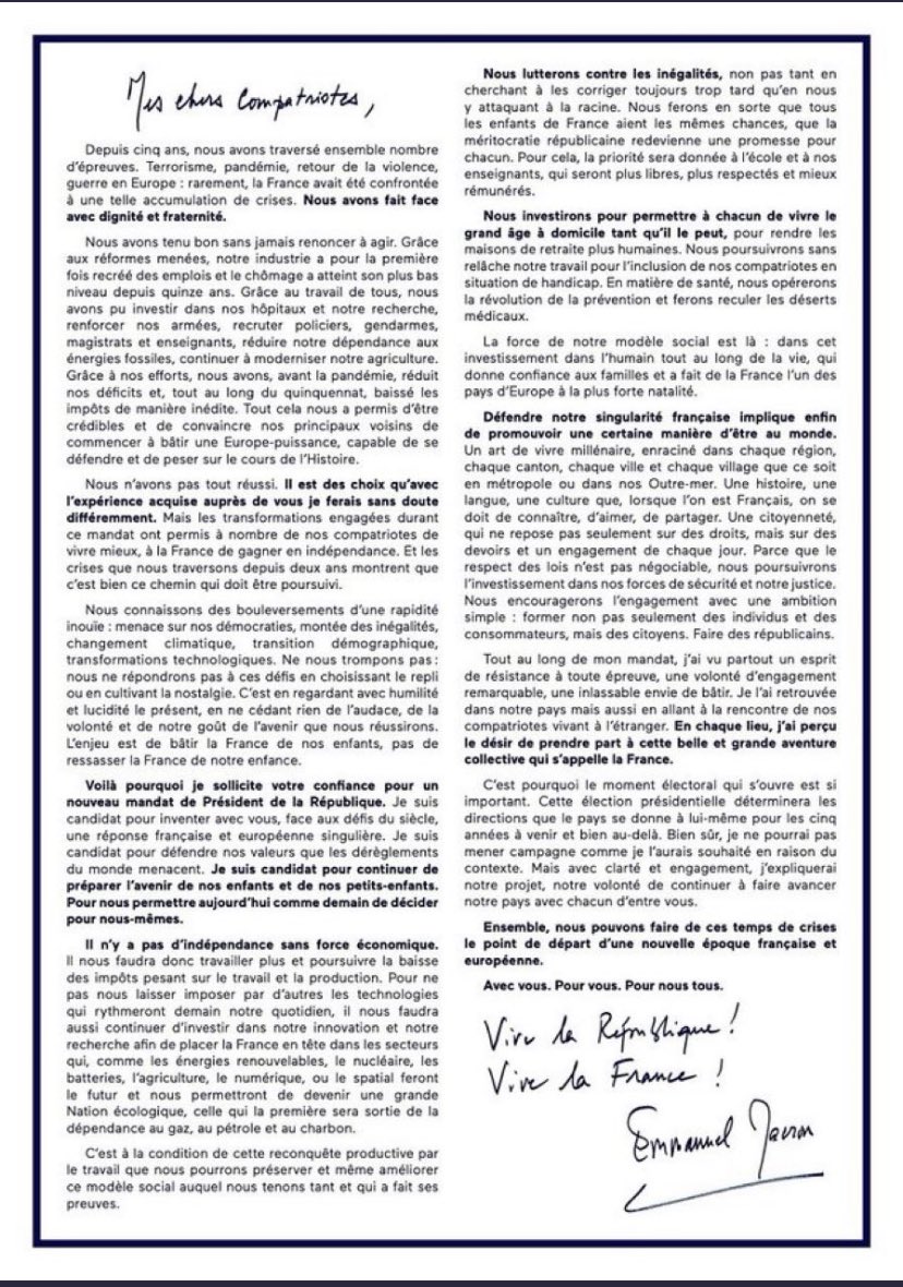 #JeVoteMacron 🇫🇷 Un President <a href="/EmmanuelMacron/">Emmanuel Macron</a> aux avants postes durant 5 ans malgré les nombreuses difficultés rencontrées Un candidat qui regarde l’avenir avec les solutions pour nos enfants @enmarchefr <a href="/Biarritz_EM/">En Marche Biarritz !!</a> @En_Marche26 <a href="/MoDem/">MoDem</a> @TerresDeProgres <a href="/HorizonsLeParti/">Horizons</a> #AvecVous