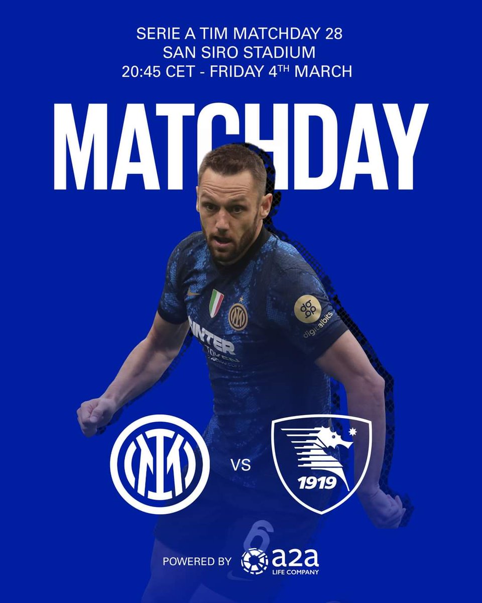 ICB1908's tweet image. And we go again!

⚫🔵 MATCHDAY ⚫🔵
⚽ #InterSalernitana
🏆 Lega Serie A week 28
⏰ 20:45 CET (19:45 UK)
📺 BT Sport 
🏟️ Stadio Giuseppe Meazza 
#FORZAINTER ⚫🔵

#SEMPREFORZAINTER #INTERSIAMONOI