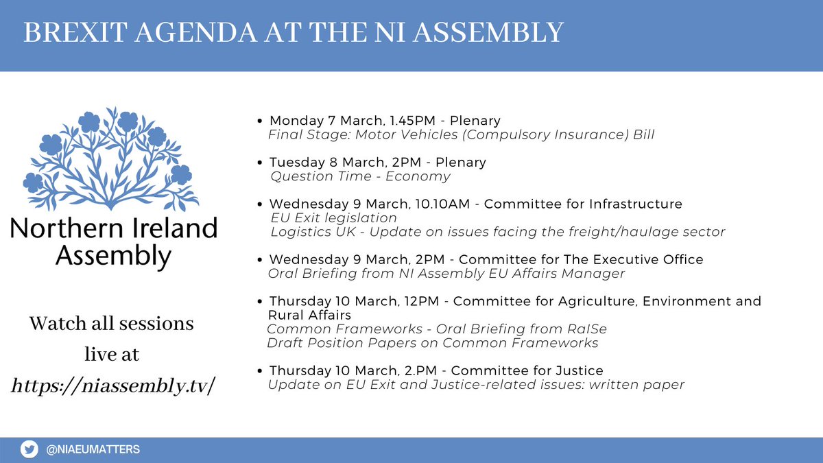 NIAEUMatters's tweet image. Next week&apos;s Brexit related business at the Assembly including sessions on issues facing the haulage/freight sector and agri-environment common frameworks 👇. More details aims.niassembly.gov.uk/assemblybusine… #Brexit #freight #commonframeworks